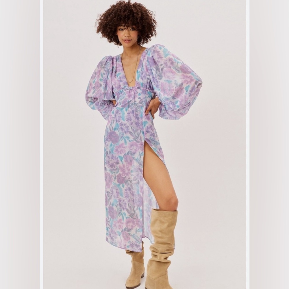For Love And Lemons Purple Floral Dress